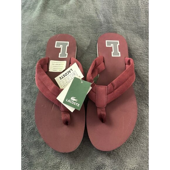 Lacoste Men's Randle SPM Canvas Flip Flop Red Size 11  New - Picture 3 of 16